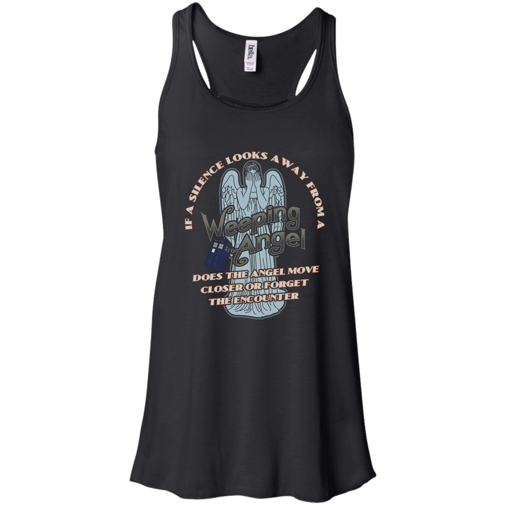 Designs by MyUtopia Shout Out:If a Silence Looks away from a Weeping Angel... Flowy Racerback Tank - Black,X-Small / Black,Tank Tops