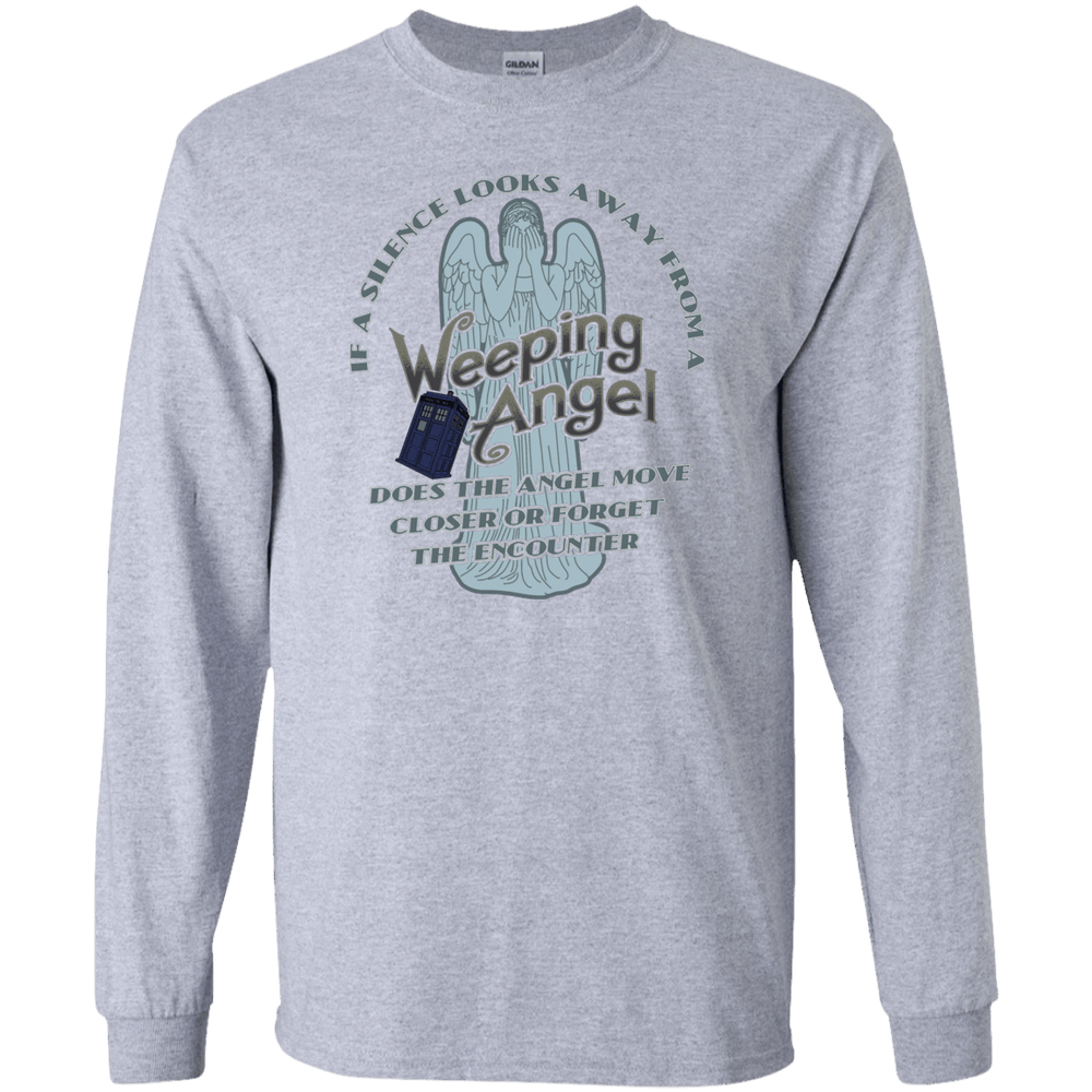 Designs by MyUtopia Shout Out:If a Silence Looks away from a Weeping Angel... Long Sleeve Ultra Cotton Unisex T-Shirt,S / Sport Grey,Long Sleeve T-Shirts