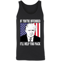 Load image into Gallery viewer, Designs by MyUtopia Shout Out:If You&#39;re Offended I&#39;ll Help You Pack Trump Humor Unisex Tank,X-Small / Black,Tank Tops
