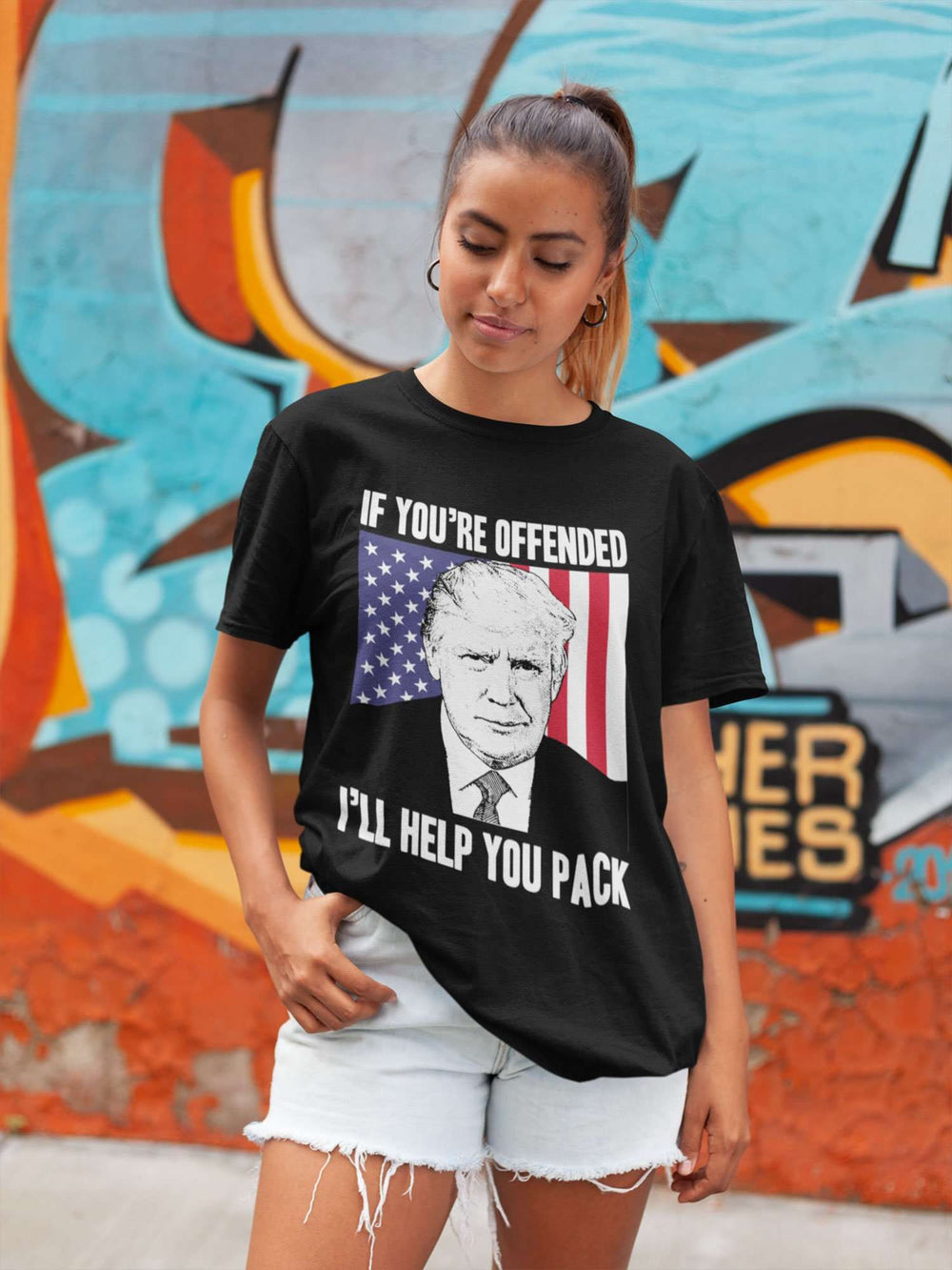 Designs by MyUtopia Shout Out:If You're Offended Trump Political Humor Unisex Jersey Short-Sleeve T-Shirt