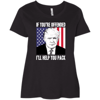 Load image into Gallery viewer, Designs by MyUtopia Shout Out:If You&#39;re Offended Trump Will Help You Pack Ladies&#39; Curvy T-Shirt,Black / Plus 1X,Ladies T-Shirts
