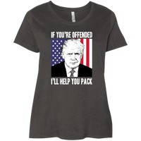 Load image into Gallery viewer, Designs by MyUtopia Shout Out:If You&#39;re Offended Trump Will Help You Pack Ladies&#39; Curvy T-Shirt,Vintage Smoke / Plus 1X,Ladies T-Shirts
