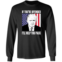 Load image into Gallery viewer, Designs by MyUtopia Shout Out:If You&#39;re Offended Trump Will Help You Pack Long Sleeve Ultra Cotton T-Shirt,S / Black,Long Sleeve T-Shirts
