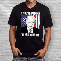 Load image into Gallery viewer, Designs by MyUtopia Shout Out:If You&#39;re Offended Trump Will Help You Pack Men&#39;s Printed V-Neck T-Shirt
