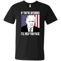 Load image into Gallery viewer, Designs by MyUtopia Shout Out:If You&#39;re Offended Trump Will Help You Pack Men&#39;s Printed V-Neck T-Shirt,S / Black,Adult Unisex Vneck Tee
