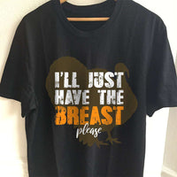 Load image into Gallery viewer, Designs by MyUtopia Shout Out:I&#39;ll Just Have The Breast Please Adult Unisex Cotton Short Sleeve T-Shirt,S / Black,Adult Unisex T-Shirt
