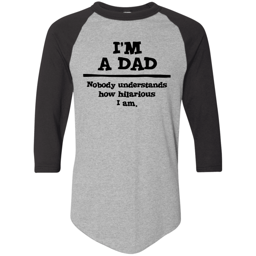 Designs by MyUtopia Shout Out:I'm A Dad  3/4 Length Sleeve Color block Raglan Jersey T-Shirt,Athletic Heather/Black / S,Adult Unisex T-Shirt