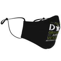 Load image into Gallery viewer, Designs by MyUtopia Shout Out:I&#39;m a Dad, Grandpa and a Veteran Nothing Scares Me Fitted Mask w. Adjustable Ear Loops
