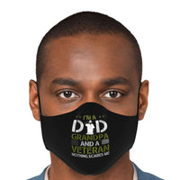 Load image into Gallery viewer, Designs by MyUtopia Shout Out:I&#39;m a Dad, Grandpa and a Veteran Nothing Scares Me Fitted Mask w. Adjustable Ear Loops
