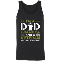 Load image into Gallery viewer, Designs by MyUtopia Shout Out:I&#39;m a Dad, Grandpa and a Veteran Nothing Scares Me Unisex Tank,X-Small / Black,Tank Tops

