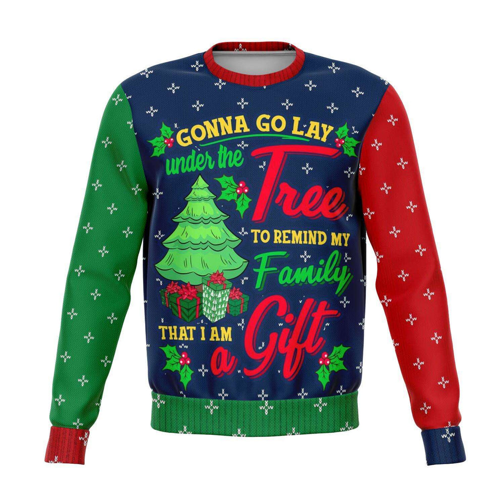Designs by MyUtopia Shout Out:I'm a gift to my Family - 3D Ugly Christmas Holiday Fashion Sweatshirt,XS / Multi,Fashion Sweatshirt - AOP
