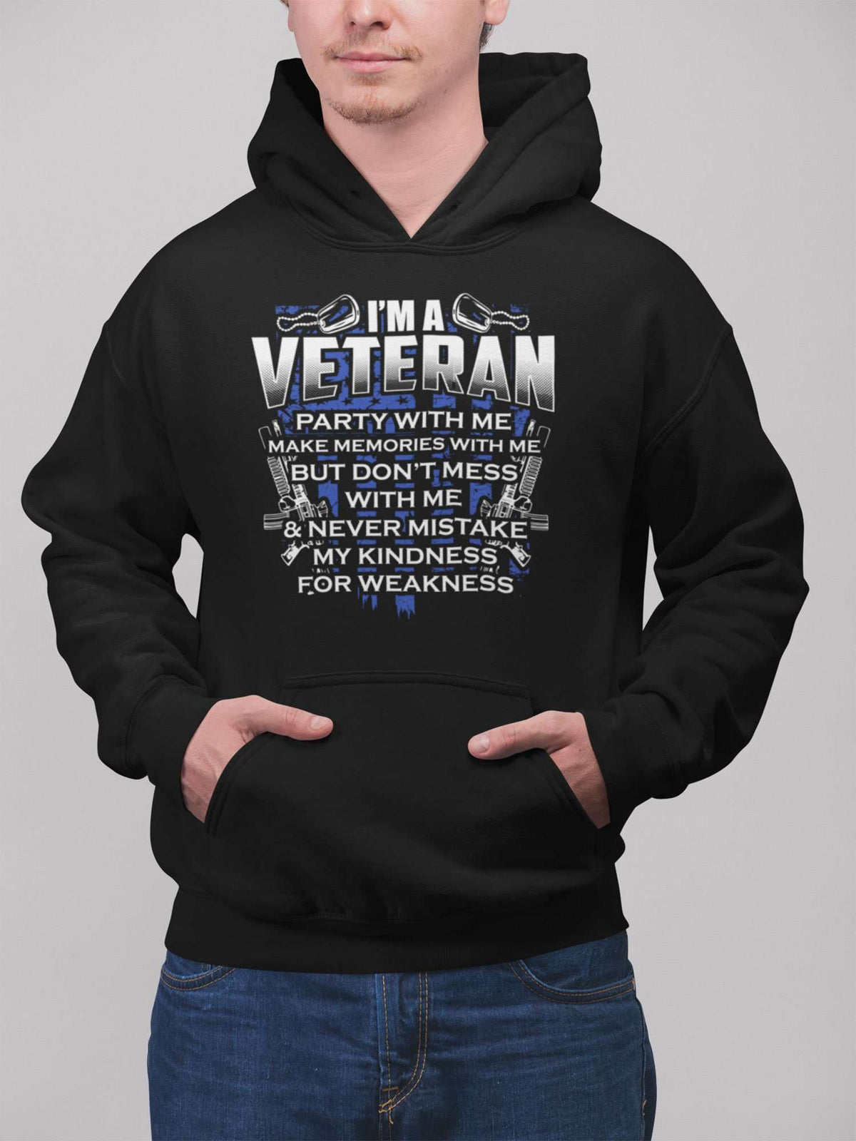 Designs by MyUtopia Shout Out:I'm A Veteran Don't Mess With Me Core Fleece Pullover Hoodie