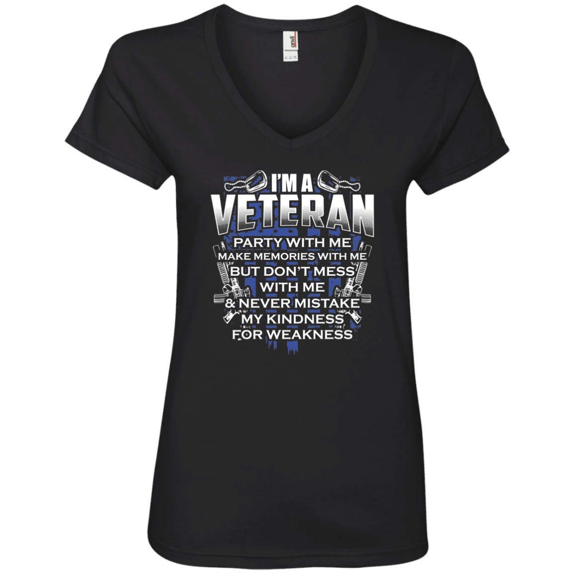 Designs by MyUtopia Shout Out:I'm A Veteran Don't Mess With Me Ladies' V-Neck T-Shirt,Black / S,Ladies T-Shirts