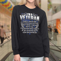 Load image into Gallery viewer, Designs by MyUtopia Shout Out:I&#39;m A Veteran Don&#39;t Mess With Me Long Sleeve Ultra Cotton T-Shirt
