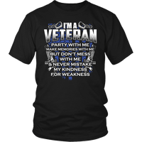 Load image into Gallery viewer, Designs by MyUtopia Shout Out:I&#39;m A Veteran Don&#39;t Mess With Me Unisex T-Shirt,Men / S / Black,Adult Unisex T-Shirt
