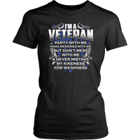 Load image into Gallery viewer, Designs by MyUtopia Shout Out:I&#39;m A Veteran Don&#39;t Mess With Me Unisex T-Shirt,Women / XS / Black,Adult Unisex T-Shirt
