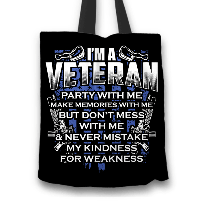 Designs by MyUtopia Shout Out:I'm A Veteran Fabric Totebag Reusable Shopping Tote,Black,Reusable Fabric Shopping Tote Bag