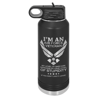 Load image into Gallery viewer, Designs by MyUtopia Shout Out:I&#39;m an Air Force Veteran - 32 oz Polar Camel Water Bottle - Stainless Steel,32oz / Black,Polar Camel - 32oz Water Bottle
