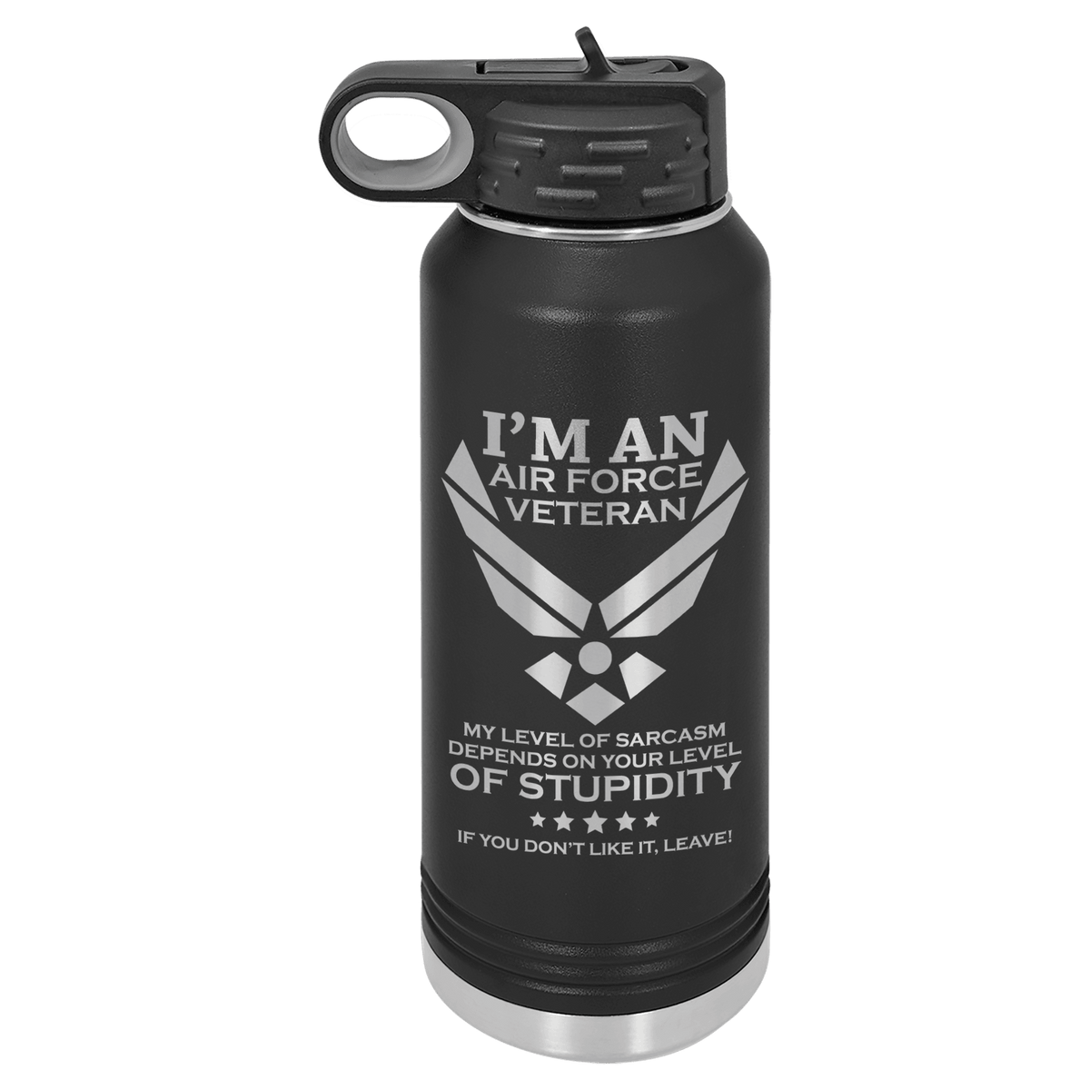Designs by MyUtopia Shout Out:I'm an Air Force Veteran - 32 oz Polar Camel Water Bottle - Stainless Steel,32oz / Black,Polar Camel - 32oz Water Bottle