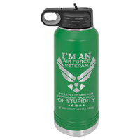 Load image into Gallery viewer, Designs by MyUtopia Shout Out:I&#39;m an Air Force Veteran - 32 oz Polar Camel Water Bottle - Stainless Steel,32oz / Green,Polar Camel - 32oz Water Bottle
