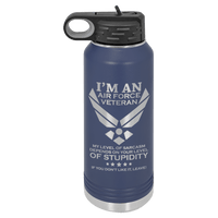 Load image into Gallery viewer, Designs by MyUtopia Shout Out:I&#39;m an Air Force Veteran - 32 oz Polar Camel Water Bottle - Stainless Steel,32oz / Navy,Polar Camel - 32oz Water Bottle
