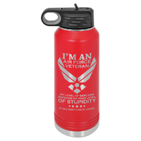 Load image into Gallery viewer, Designs by MyUtopia Shout Out:I&#39;m an Air Force Veteran - 32 oz Polar Camel Water Bottle - Stainless Steel,32oz / Red,Polar Camel - 32oz Water Bottle
