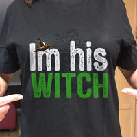 Load image into Gallery viewer, Designs by MyUtopia Shout Out:I&#39;m His Witch Adult Unisex Cotton Short Sleeve T-Shirt
