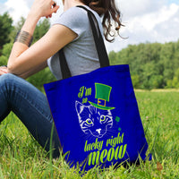 Load image into Gallery viewer, Designs by MyUtopia Shout Out:I&#39;m So Lucky Right Meow Fabric Totebag Reusable Shopping Tote

