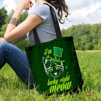 Load image into Gallery viewer, Designs by MyUtopia Shout Out:I&#39;m So Lucky Right Meow Fabric Totebag Reusable Shopping Tote

