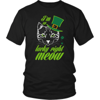 Load image into Gallery viewer, Designs by MyUtopia Shout Out:I&#39;m So Lucky Right Meow T-Shirt,Black / S,Adult Unisex T-Shirt
