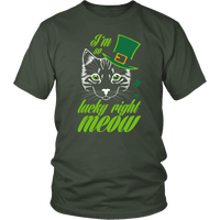 Load image into Gallery viewer, Designs by MyUtopia Shout Out:I&#39;m So Lucky Right Meow T-Shirt,Olive / S,Adult Unisex T-Shirt
