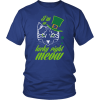 Load image into Gallery viewer, Designs by MyUtopia Shout Out:I&#39;m So Lucky Right Meow T-Shirt,Royal Blue / S,Adult Unisex T-Shirt
