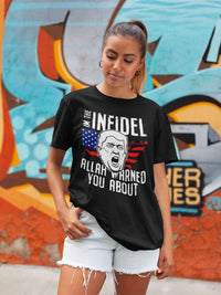 Load image into Gallery viewer, Designs by MyUtopia Shout Out:I&#39;m The Infidel Allah Warned You About Trump Face Unisex Jersey Short-Sleeve T-Shirt
