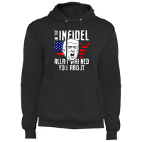 Load image into Gallery viewer, Designs by MyUtopia Shout Out:I&#39;m The Infidel Allah Warned You About Trump Humor Core Fleece Pullover Hoodie,S / Jet Black,Pullover Hoodie
