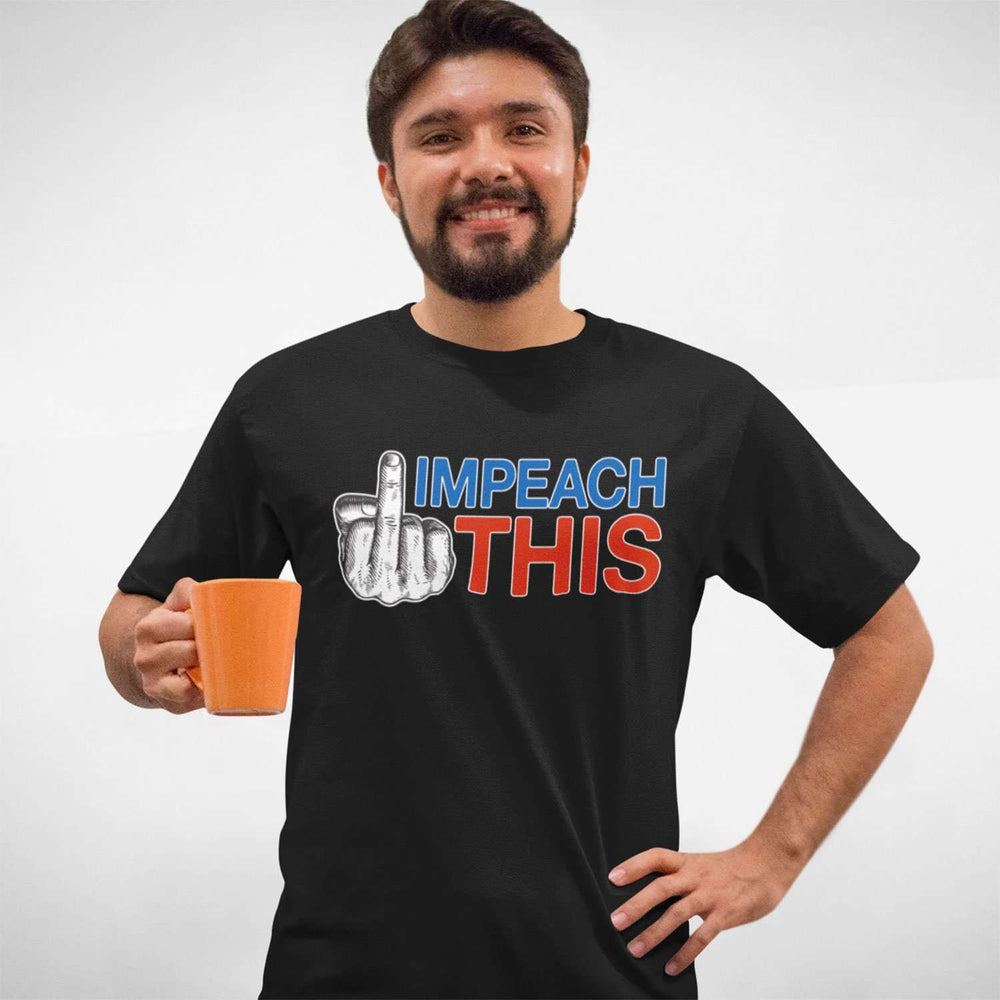 Designs by MyUtopia Shout Out:Impeach This Dirty Finger Trump Political Humor Unisex Jersey Short-Sleeve T-Shirt