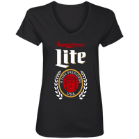 Load image into Gallery viewer, Designs by MyUtopia Shout Out:Impeachment Lite Trump A Fine President  Ladies&#39; V-Neck T-Shirt,S / Black,Ladies T-Shirts
