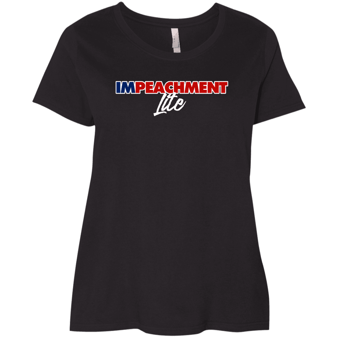 Designs by MyUtopia Shout Out:Impeachment Lite Trump Ladies' Plus Size Curvy T-Shirt,Black / Plus 1X,Ladies T-Shirts