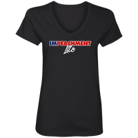 Load image into Gallery viewer, Designs by MyUtopia Shout Out:Impeachment Lite Trump Ladies&#39; V-Neck T-Shirt,S / Black,Ladies T-Shirts
