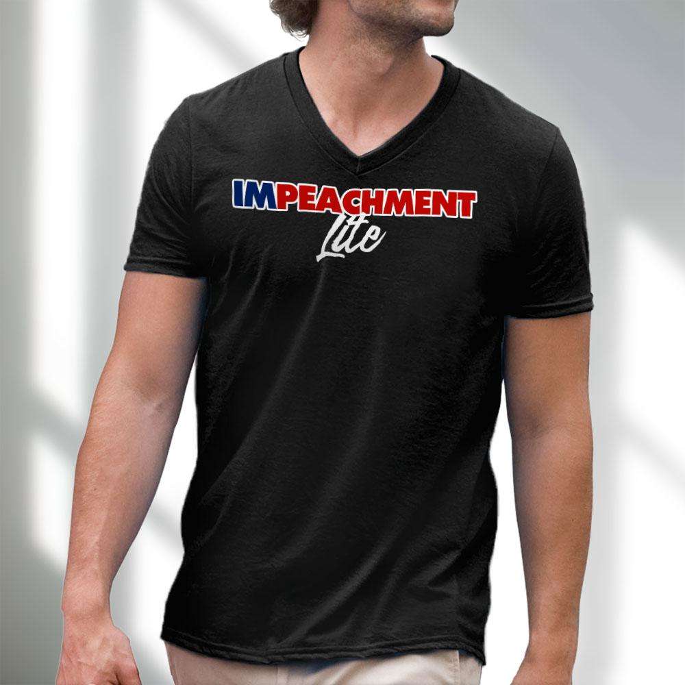 Designs by MyUtopia Shout Out:Impeachment Lite Trump Men's Printed V-Neck T-Shirt