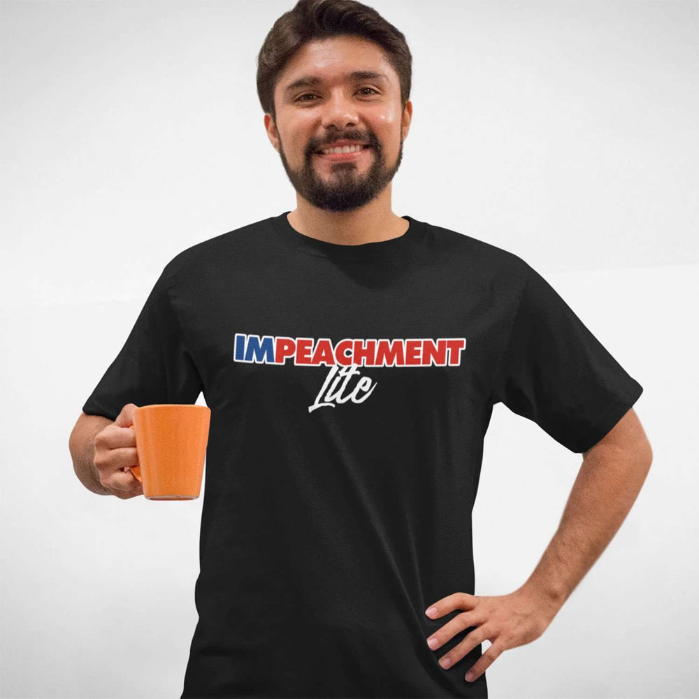 Designs by MyUtopia Shout Out:Impeachment Lite Trump Political Humor v2 Unisex Jersey Short-Sleeve T-Shirt