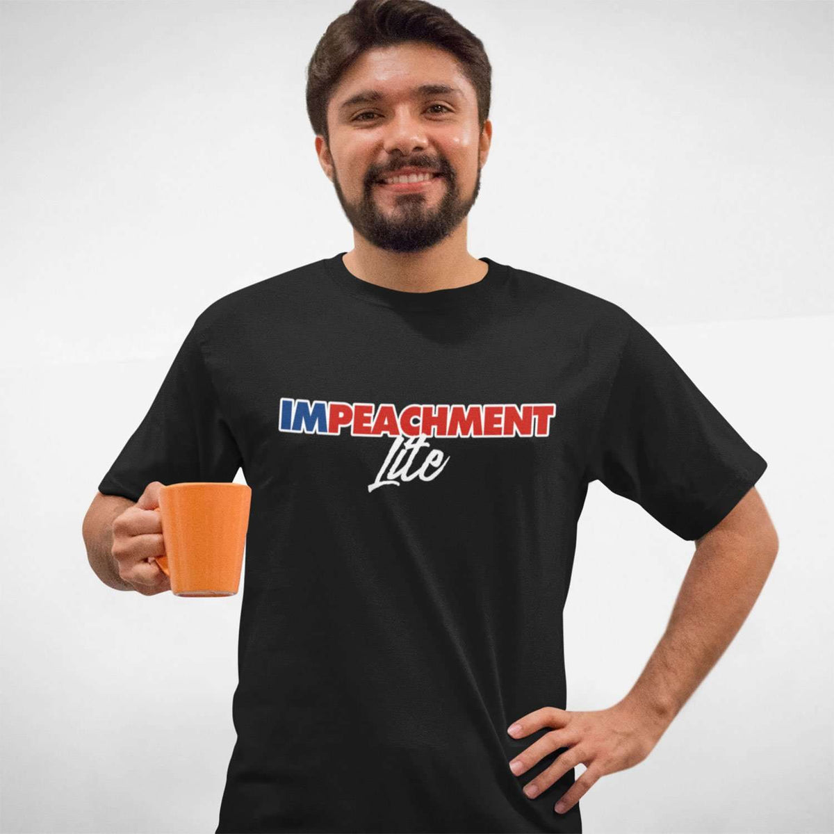 Designs by MyUtopia Shout Out:Impeachment Lite Trump Political Humor v2 Unisex Jersey Short-Sleeve T-Shirt