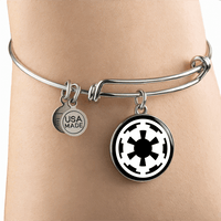Load image into Gallery viewer, Designs by MyUtopia Shout Out:Imperial Cog Handcrafted Pendant Wire Bracelet Optional Message Engraved on back Personalized Gift For Her
