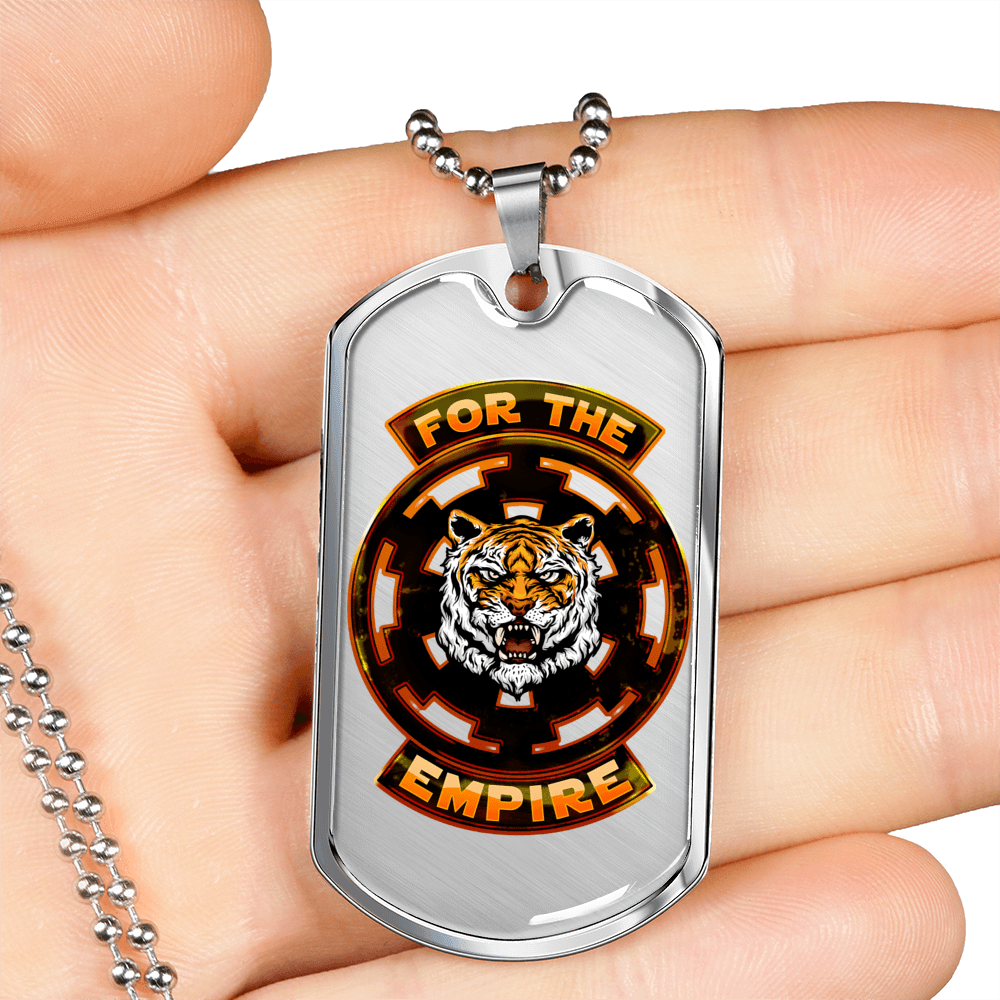 Designs by MyUtopia Shout Out:Imperial Cog Tiger Dog Tag Mens Engravable Necklace,Surgical Stainless Steel / No,Custom Dog Tag Necklace