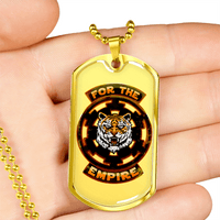 Load image into Gallery viewer, Designs by MyUtopia Shout Out:Imperial Cog Tiger Dog Tag Mens Engravable Necklace,18k Gold Finish / No,Custom Dog Tag Necklace
