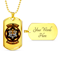 Load image into Gallery viewer, Designs by MyUtopia Shout Out:Imperial Cog Tiger Dog Tag Mens Engravable Necklace,18k Gold Finish / Yes,Custom Dog Tag Necklace
