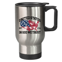 Load image into Gallery viewer, Designs by MyUtopia Shout Out:In God We Trust Stainless Steel Travel Coffee Mug w. Twist Close Lid,Stainless / 14 oz,Travel Mug
