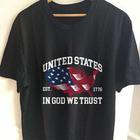 Load image into Gallery viewer, Designs by MyUtopia Shout Out:In God We Trust US Flag Map Adult Unisex T-Shirt,S / Black,Adult Unisex T-Shirt
