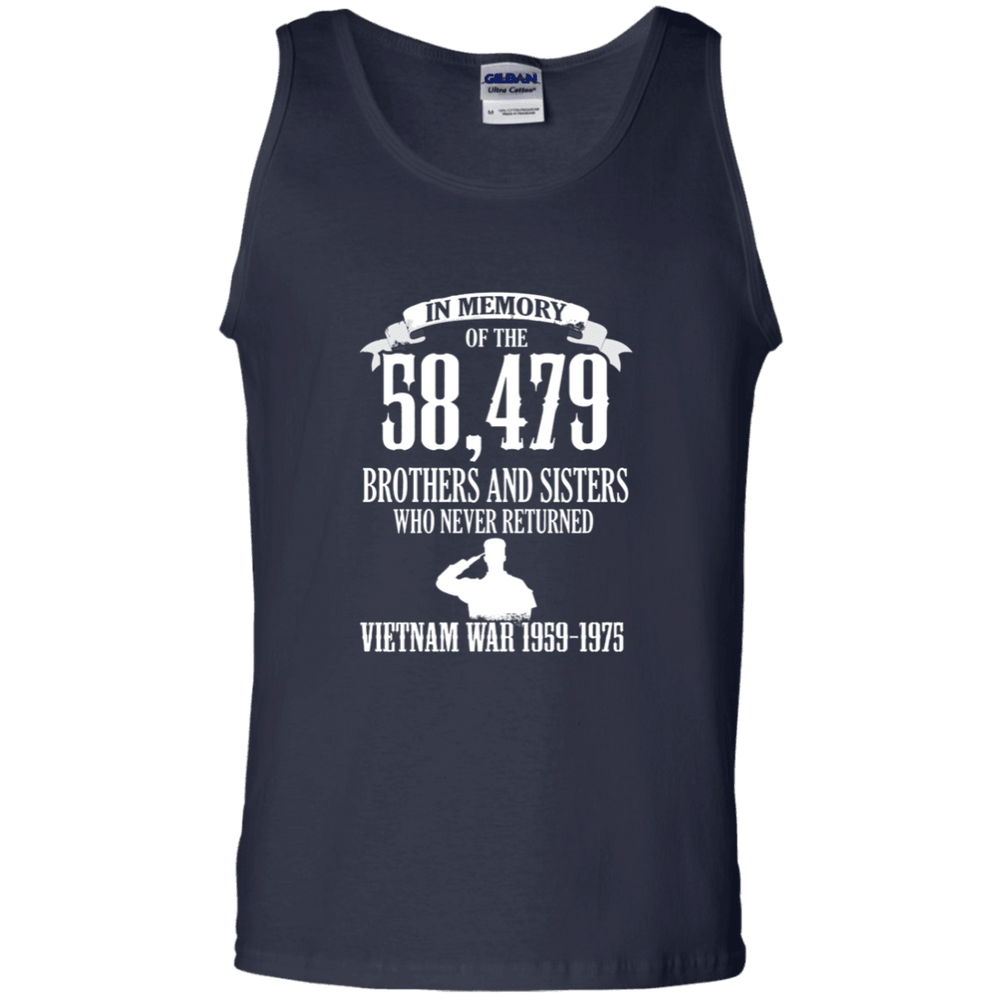 Designs by MyUtopia Shout Out:In Memory of the 58k Who Never Returned from the Vietnam War 100% Cotton Unisex Tank Top,Navy / S,Tank Tops