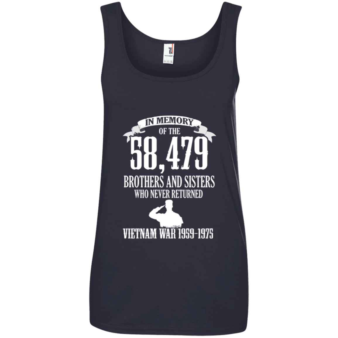 Designs by MyUtopia Shout Out:In Memory of the 58k Who Never Returned from the Vietnam War Ladies' 100% Ringspun Cotton Tank Top,Navy / S,Tank Tops
