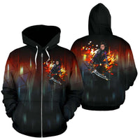 Load image into Gallery viewer, Designs by MyUtopia Shout Out:Inspired by Alita Battle Angel Fan Art Zip-Up Hoodie,Men&#39;s / S / Black,Zip Hoodie
